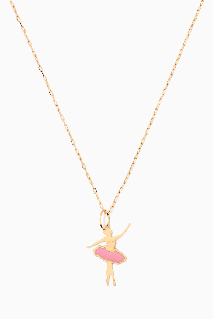 Ballerina Enamel Pendant in 18kt Yellow Gold