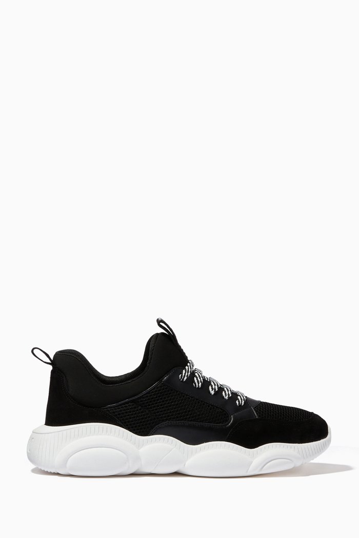 

Teddy Lace Sneakers in Mesh Knit, Black