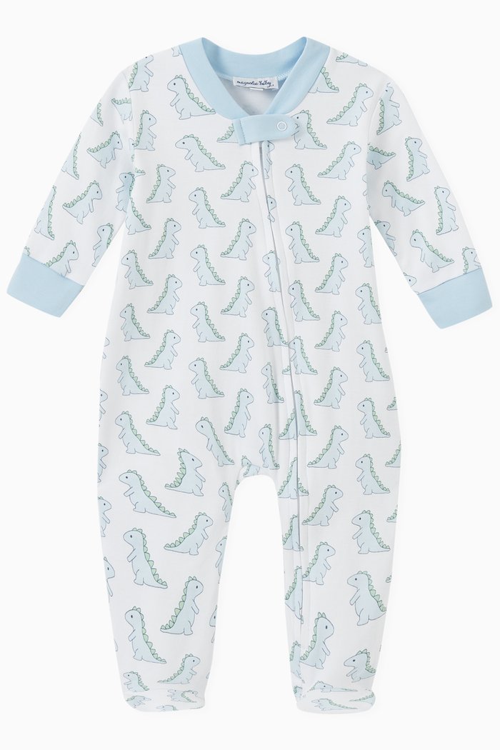 

Dinosaur Zip Bodysuit in Pima Cotton, Blue
