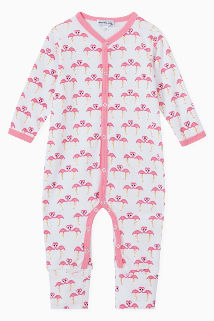 Pinky Printed Playsuit in Pima Cotton, Pink