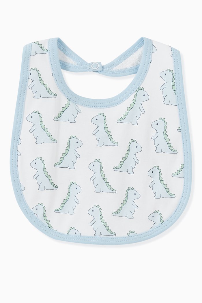 

Dinosaur Bib in Pima Cotton, Blue