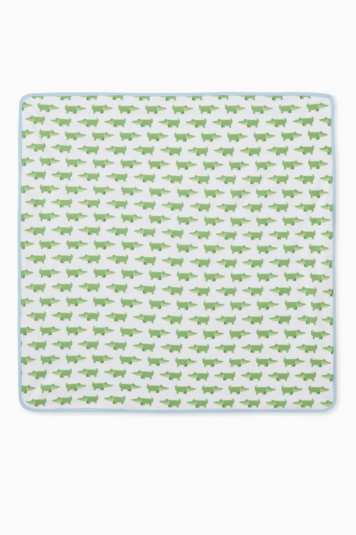 

Alligator Receiving Blanket in Pima Cotton, Blue