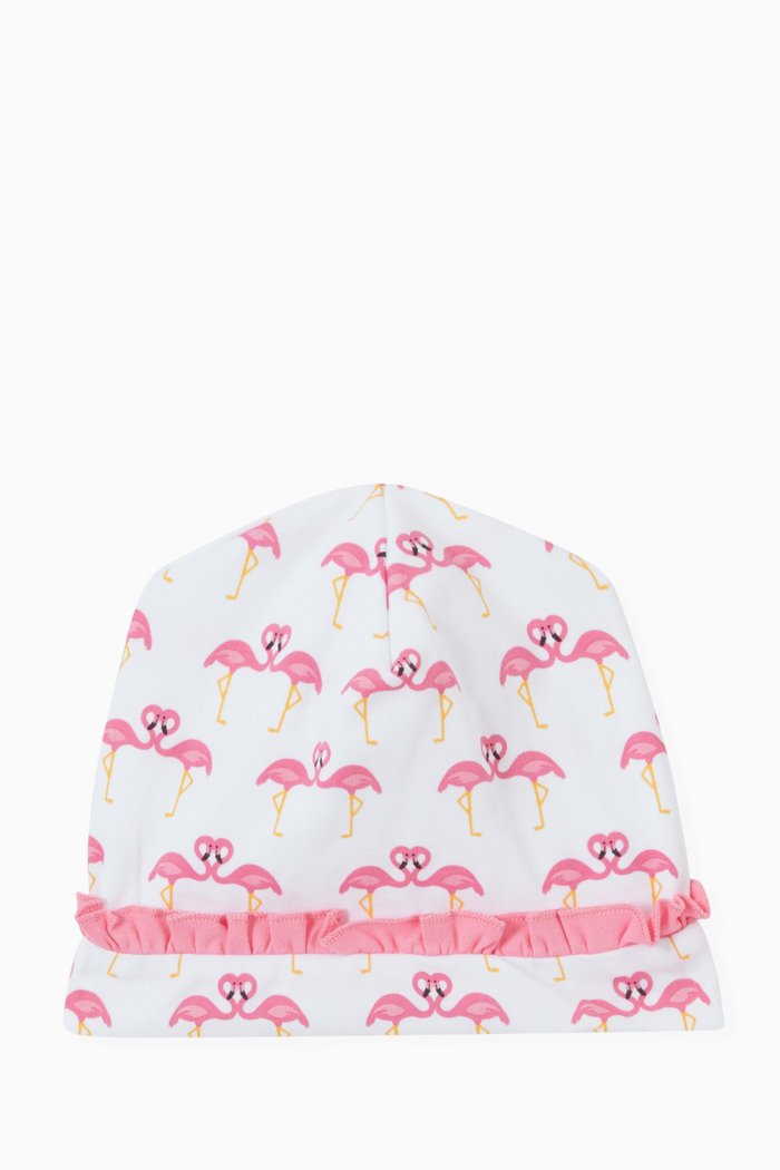 

Pinky Print Ruffle Hat in Pima Cotton, Pink