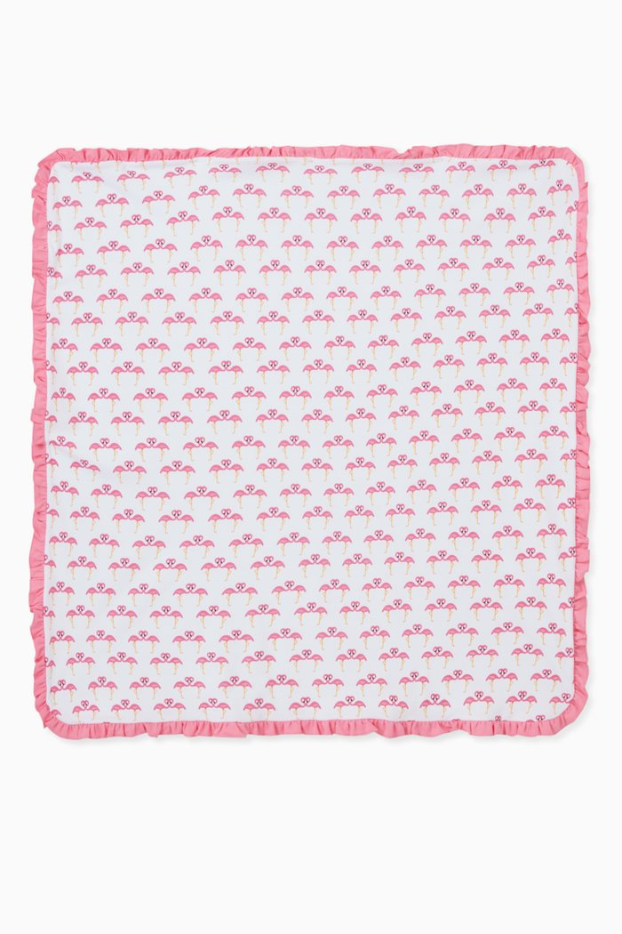 

Pinky Print Ruffle Blanket in Pima Cotton, Pink