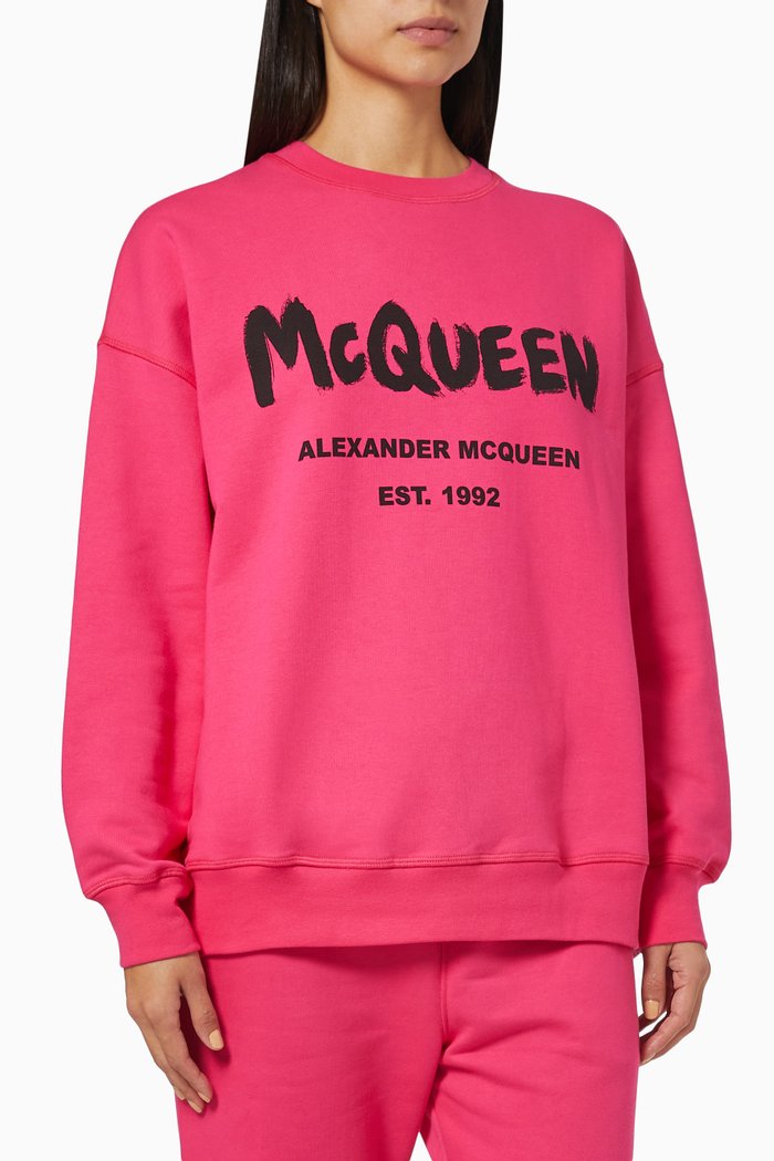

McQueen Graffiti Sweatshirt in Cotton Jersey, Multicolour