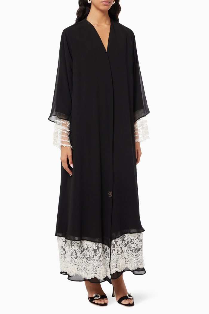 

Lace Trim Abaya, Multicolour