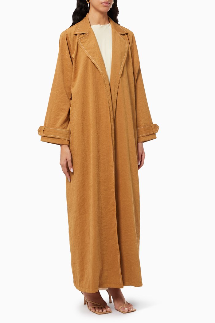 

Trench Collar Abaya, Brown