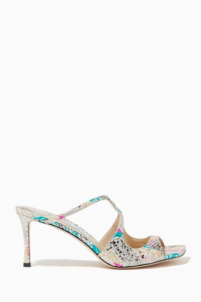 

Anise 75 Sandals in Snake Embossed Leather, Pink