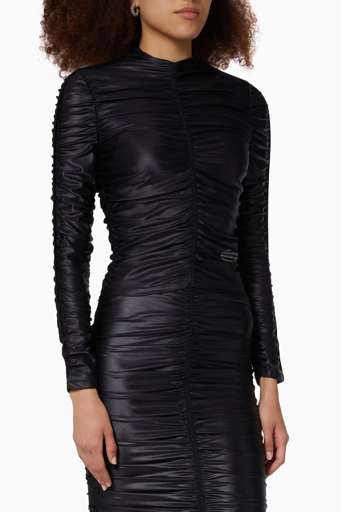

Ruched Top in Spandex Jersey, Black
