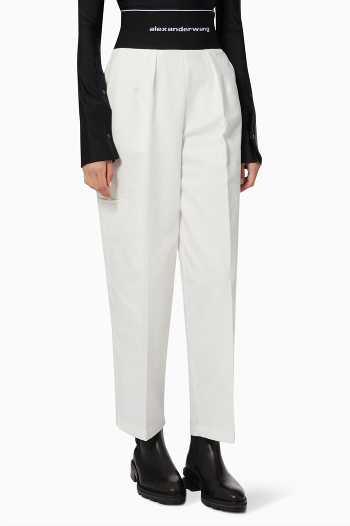 

Carrot Trouser in Cotton-blend Twill, White