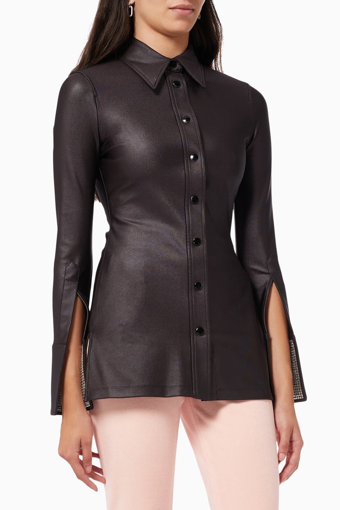 

Crystal Cuff Shirt in Active Stretch Jersey, Black