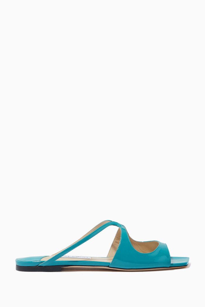 

Anise Flat Sandals in Patent Leather, Blue