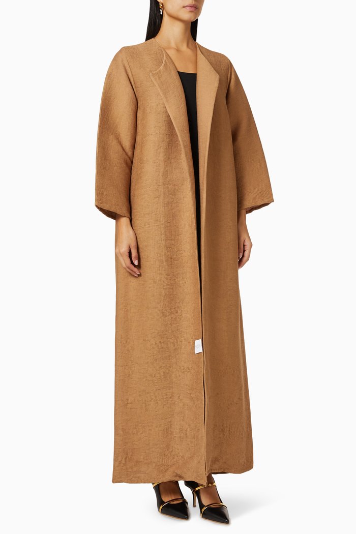 

Textured Embroidered Abaya, Brown