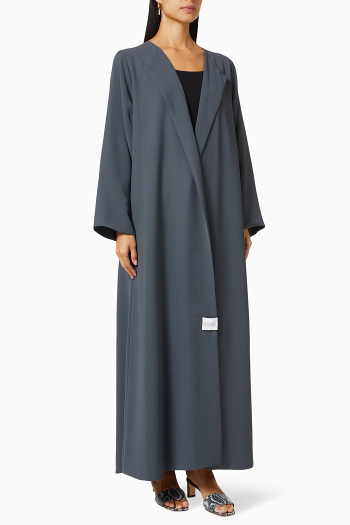 

Long Sleeve Abaya in Crepe, Grey