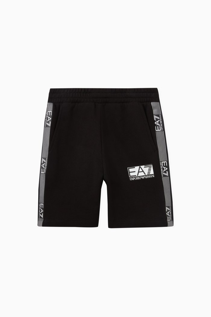 

EA7 Logo Bermuda Shorts in Cotton Poplin, Black