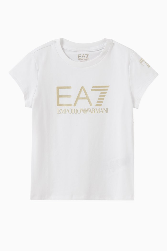 

EA7 Logo T-shirt in Cotton Jersey, White