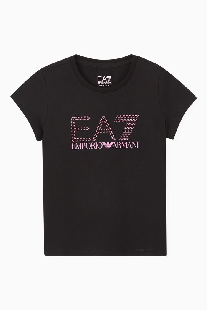 EA Studded Logo T-shirt in Jersey, Black