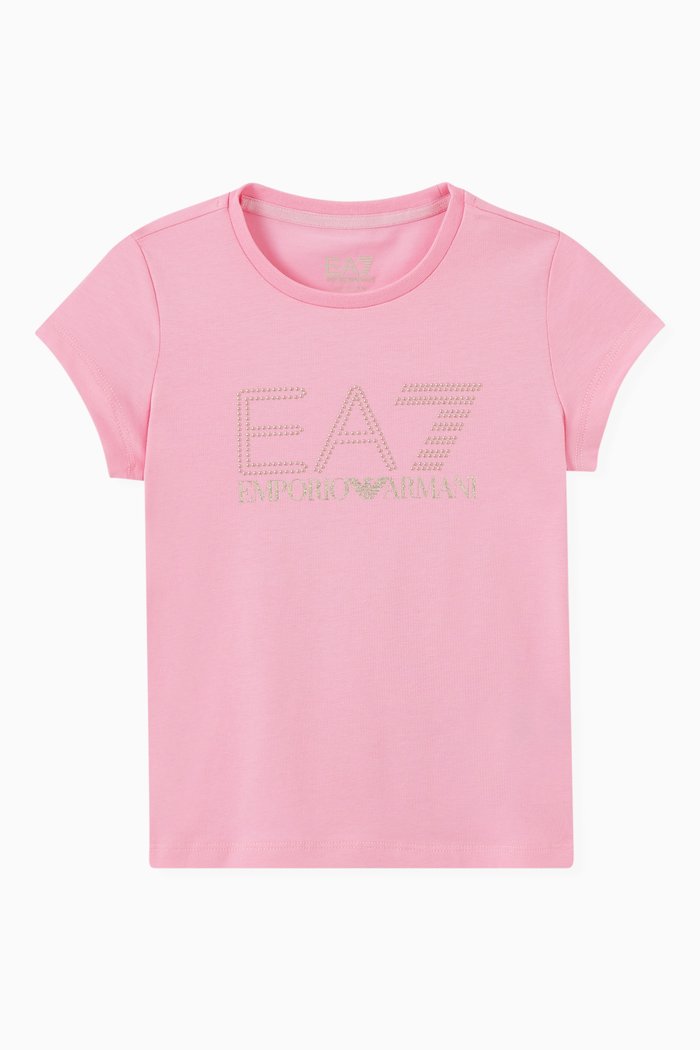 EA Studded Logo T-shirt in Jersey, Pink