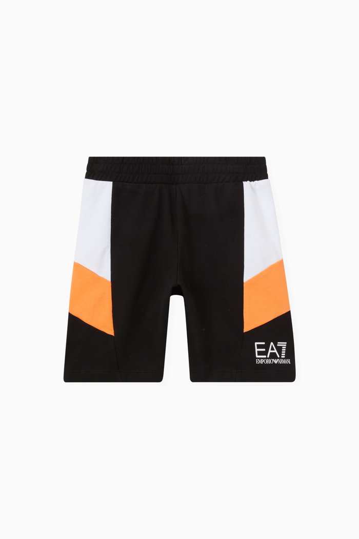 

EA7 Bermuda Color Block Shorts in Cotton, Black