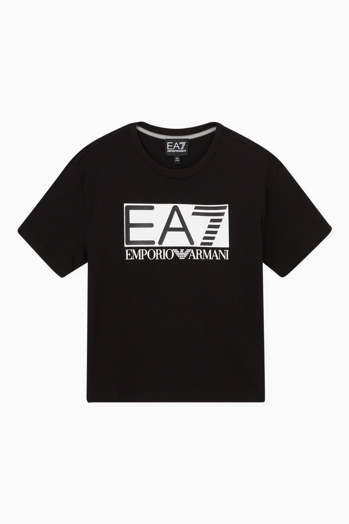 

EA Piping Logo T-Shirt in Cotton, Black