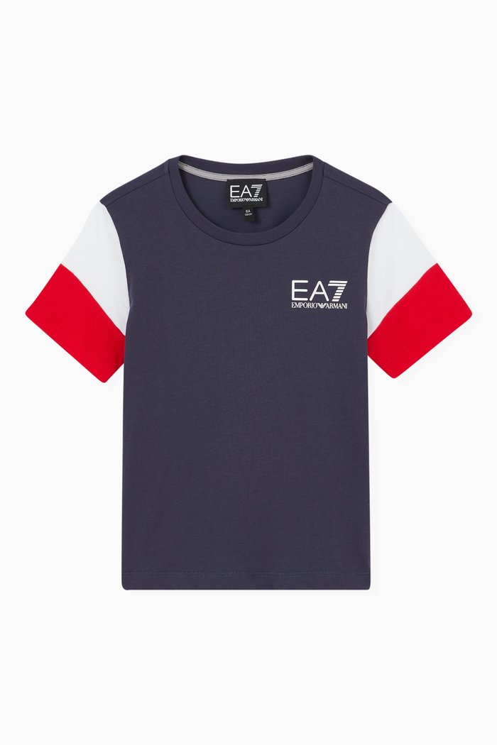 

EA Piping Logo T-Shirt in Cotton, Blue