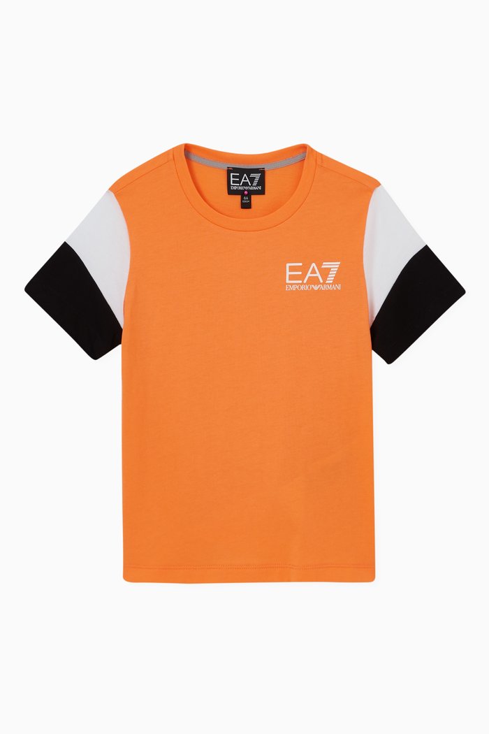EA Piping Logo T-Shirt in Cotton, Orange