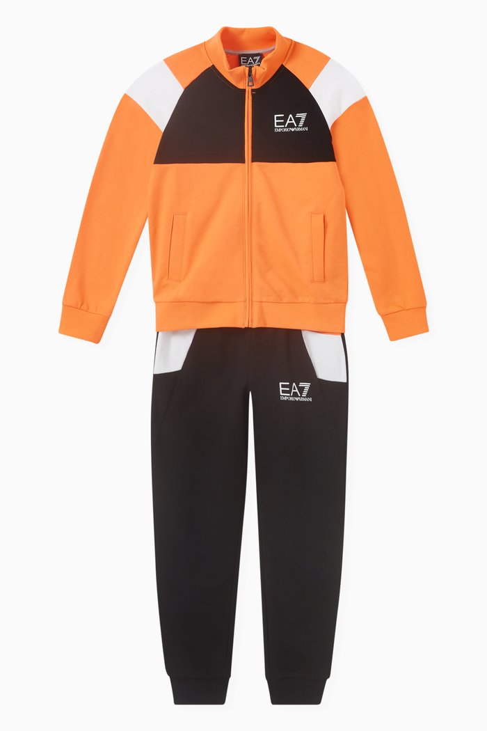 

EA7 Colour Block Tracksuit in Jersey, Black