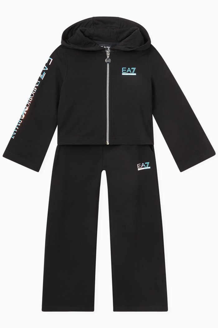 

EA7 Flare Tracksuit in Cotton Jersey, Black