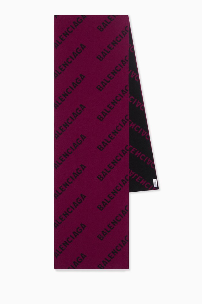 

Scarf in Logo Jacquard Wool, Purple