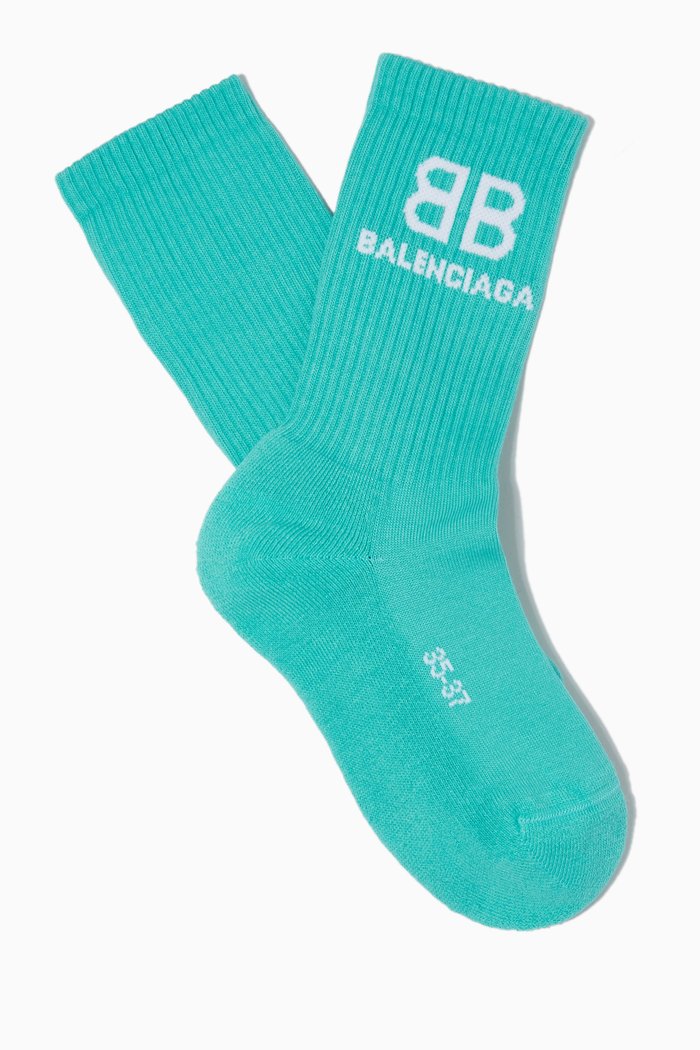 

Jacquard BB Tennis Socks in Ribbed Cotton, Green