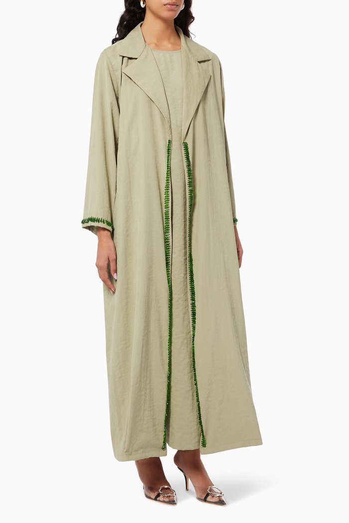 

Crystal Embellished Abaya Set, Green