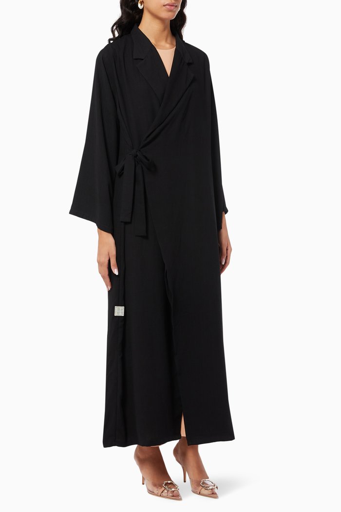 

Collared Wrap Abaya, Black