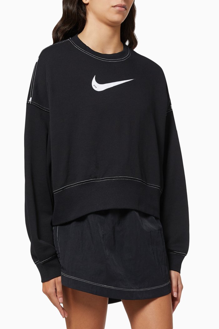 

NSW Swoosh Crew Crop Sweatshirt in Cotton, Black