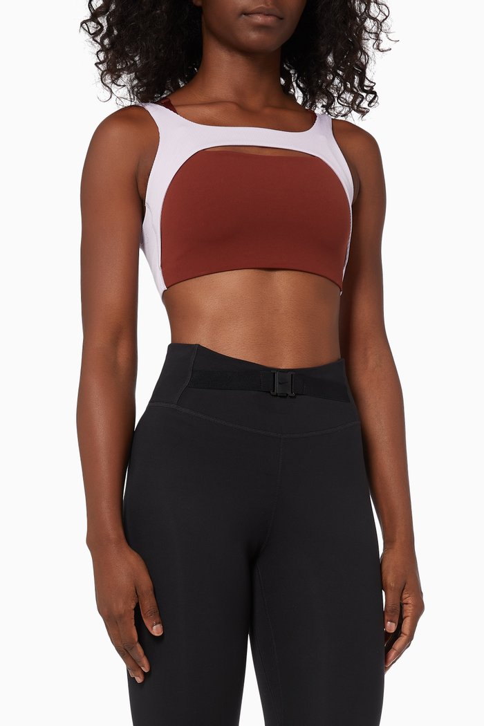 Indy Sports Bra in Stretch Nylon, Brown