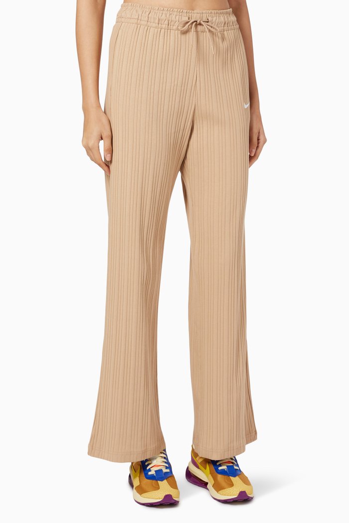 

Ribbed Wide-leg Pants, Neutral