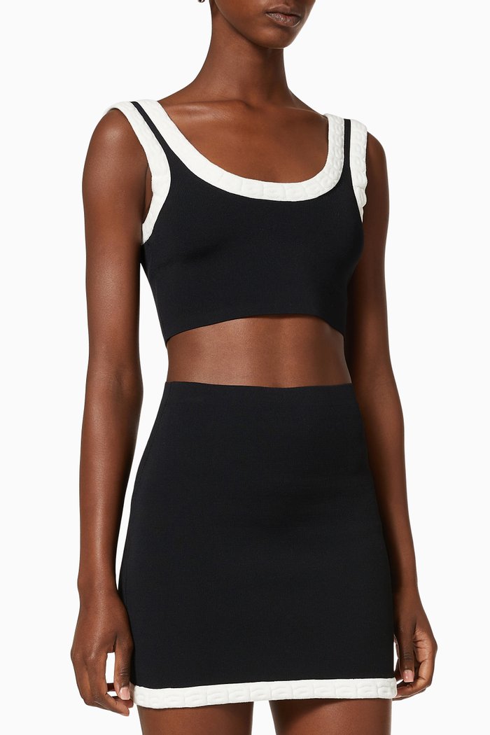 

Logo Bra Top in Chenille Viscose, Black