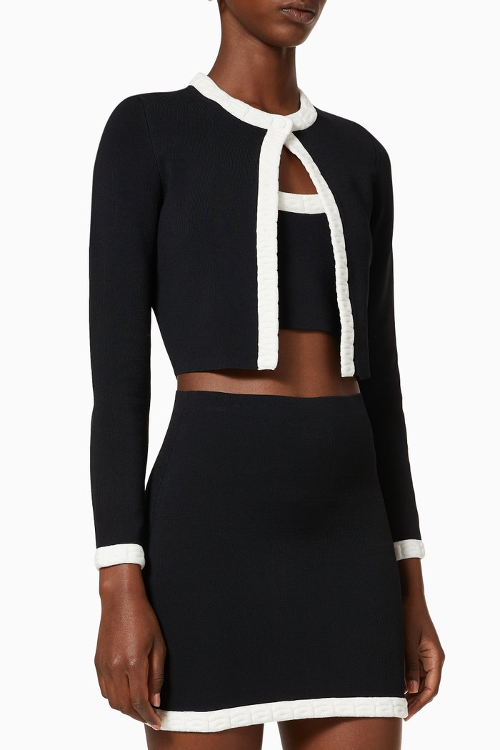 

Logo Cardigan in Chenille Viscose, Black