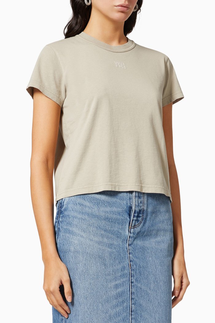 

Puff Logo Shrunken T-shirt in Structured Jersey, Neutral