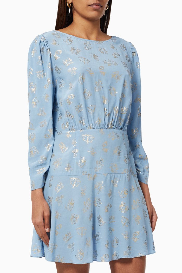 Kyla Mini Dress in Viscose, Blue