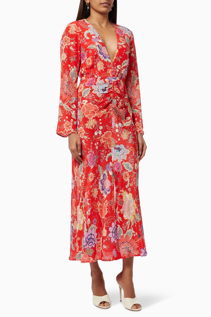 Mel Maxi Dress in Viscose, Red