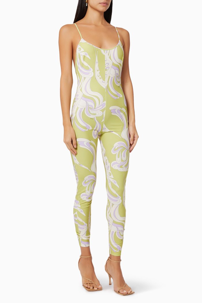 

Farfalle Print Jumpsuit in Nylon, Green