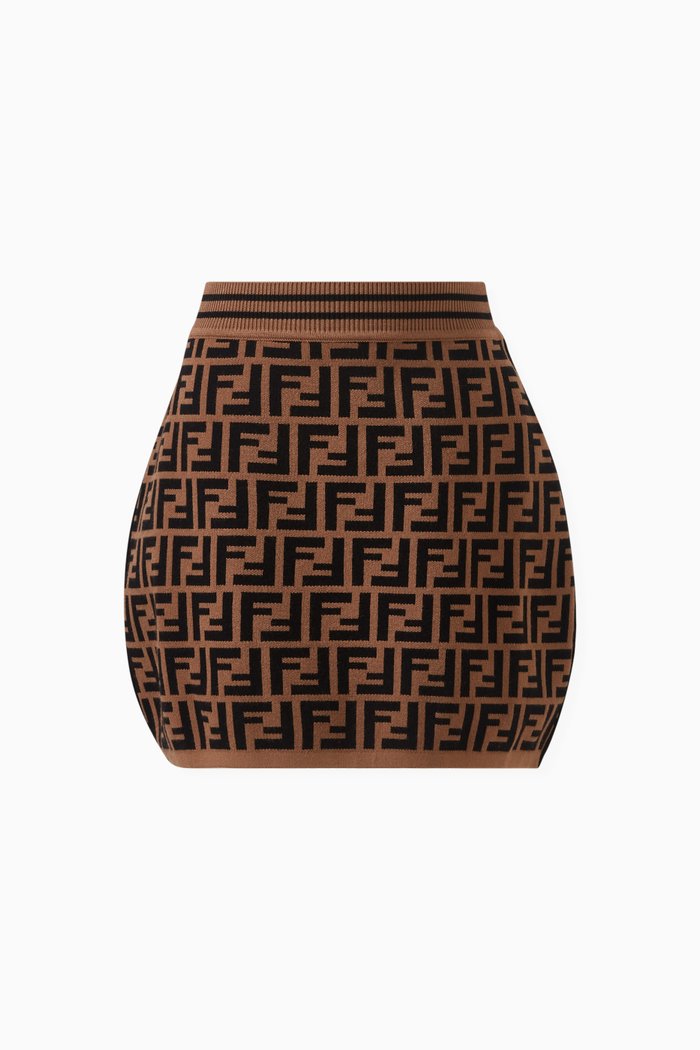 

Logo Knitted Skirt in Viscose-blend, Brown