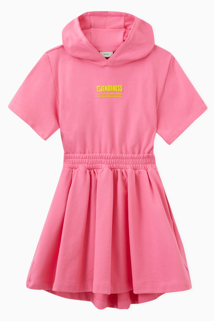

Hooded Dress in Cotton, Pink