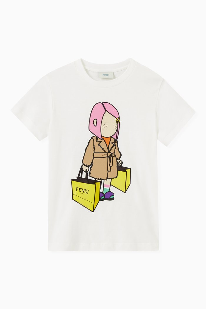 

Fendi Doll Print T-shirt in Cotton Jersey, White