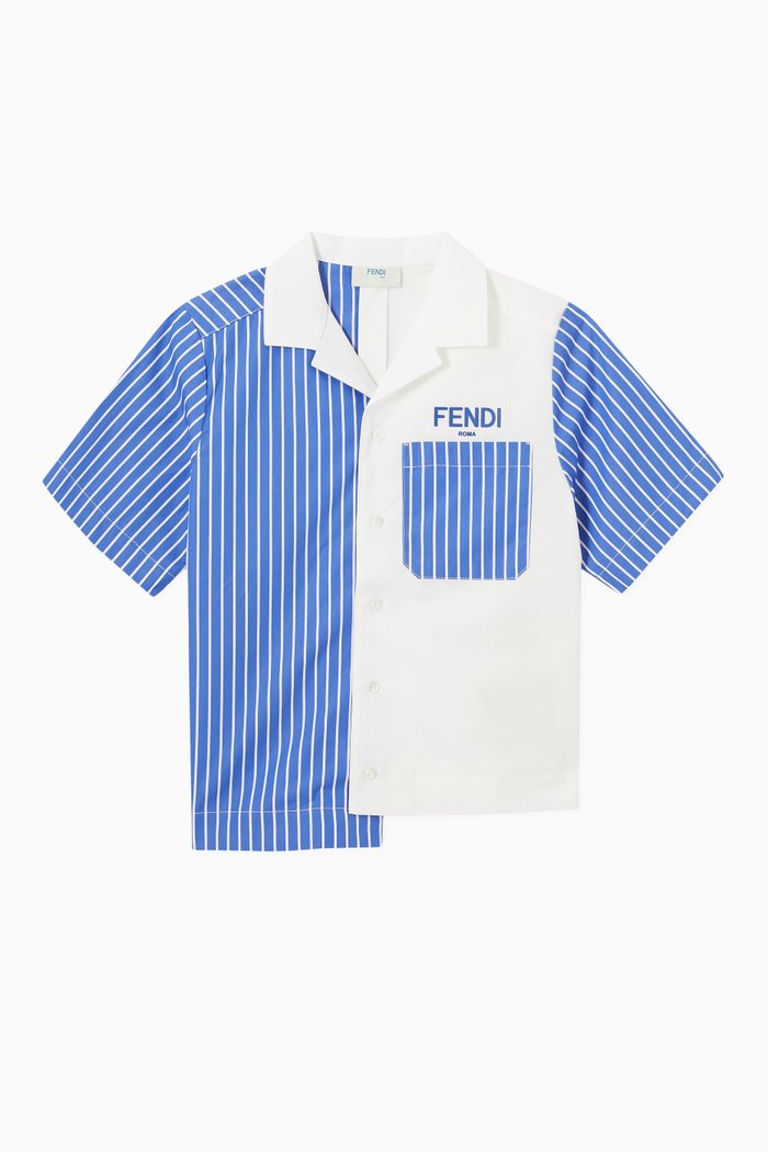 

Striped Asymmetrical Shirt in Cotton Poplin, Multicolour