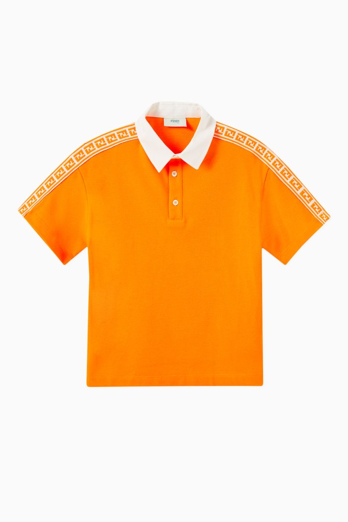 

FF Band Polo in Cotton Piqué, Orange