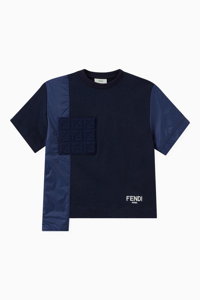

Asymmetric Logo T-shirt in Cotton, Blue