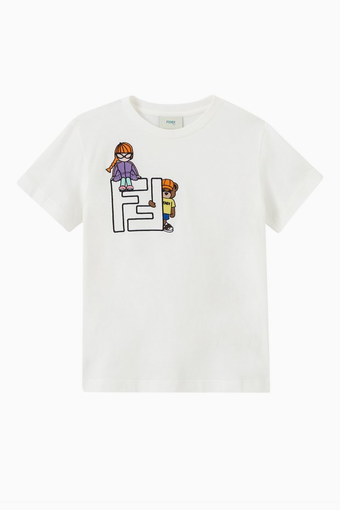 Logo Embroidered T-Shirt in Cotton Jersey, White