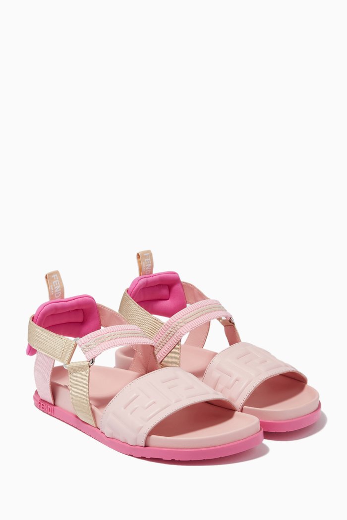 

FF Monogram Sandals in Textile, Pink