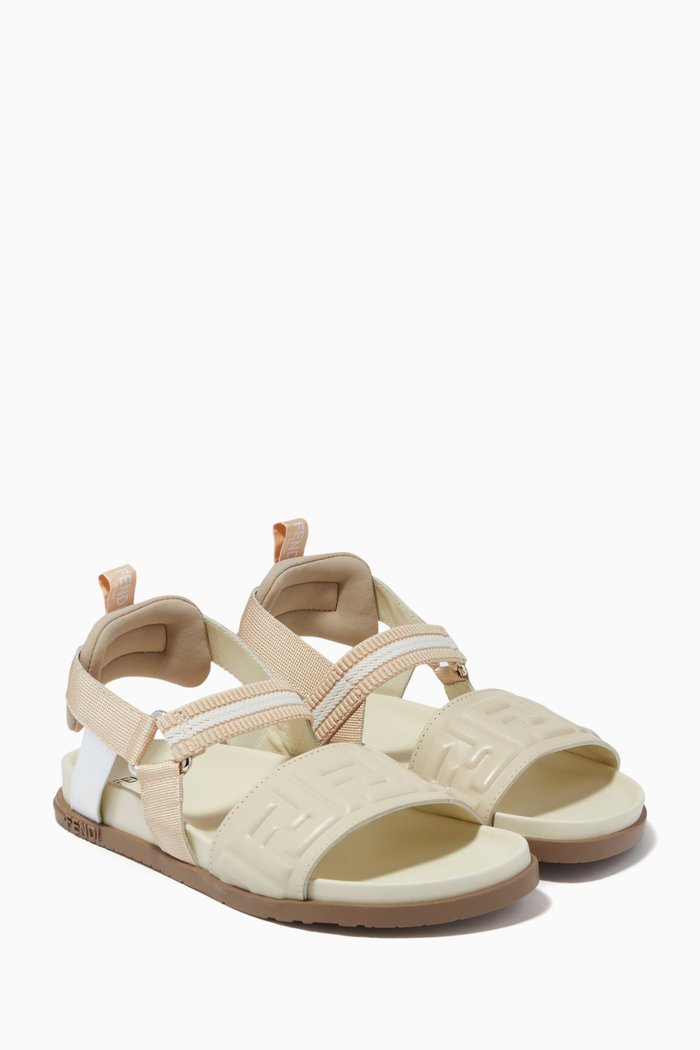 

FF Monogram Sandals in Textile, Neutral